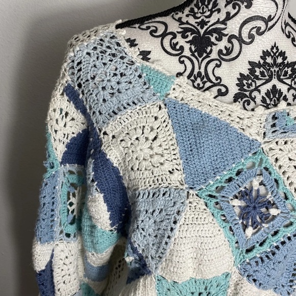 Vintage Granny Square Patchwork Lightweight Sweater L - Picture 3 of 7